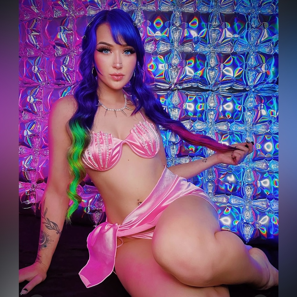Pink Satin Pearl Bikini Set